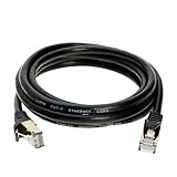 10FT S/FTP CAT 7 Gold Plated Shielded Ethernet RJ45 Copper Cable 10 Gigabit Ethernet Network Patch Cord Cat7 (10ft, Black)