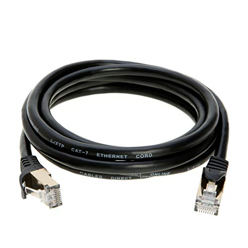 10FT S/FTP CAT 7 Gold Plated Shielded Ethernet RJ45 Copper Cable 10 Gigabit Ethernet Network Patch Cord Cat7 (10ft, Black)