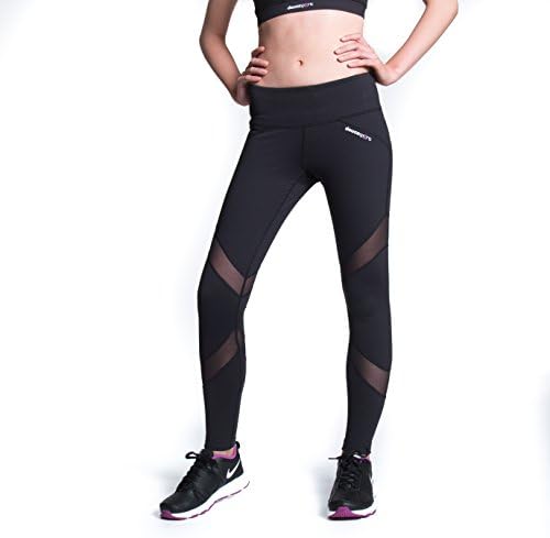 DEUCE SPORTS STAR Womens Mesh Yoga Fitness Leggings Black