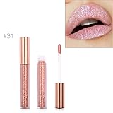 Diamond Light Lip Gloss,Fheaven FOCALLURE New Fashion Waterproof Lipstick Cosmetics Women Sexy Lips Metallic Lip Gloss Gift for Mom (A)