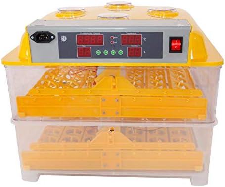 dalilylime Fully Automatic Automatic Poultry Incubator, Poultry Incubator Set,96-Eggs Practical Peep Hole,US Plug (Yellow & Transparent)