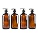 4 pack Amber Glass Bottle Bottles with Plastic Pump.Eco-friendly 8oz 8 oz Refillable Bottle for Cooking Sauces,Essential Oils,Lotions,Organic Beauty Products(4 Chalkboard Labels free)