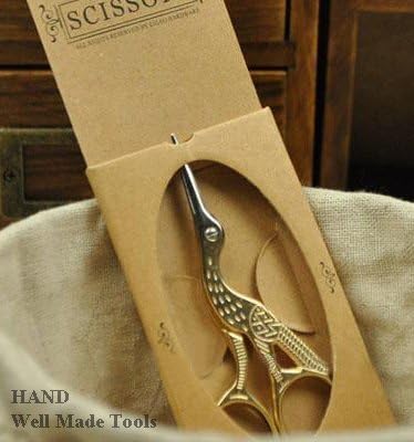 Classic Forged Stork Embroidery Scissors, Gold Plated Finish 3.6"