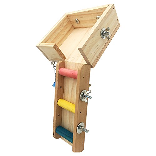Borange Hamster Cage Wood Swing, Ladder and Resting Platform set for Hamster, Mouse Chinchilla, Rat, Gerbil and Dwarf Small Animal Wooden Platform Climbing Kits Cage Accessories