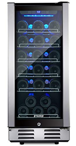 STAIGIS-Wine-Refrigerator-15-Inch-Wine-Cooler-with-Stainless-steel-Frame-Glass-Front-Door-30-Bottles-Wine-And-Drink-Mini-Fridge-for-Built-In-Freestanding-at-Home-Office-Kitchen-And-Bar