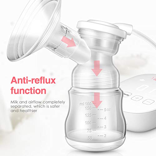 COCOBELA Double Electric Breast Pump, Portable Pain Free Breastfeeding with 16 Adjustable Strong Suction Power,Ultra-Quiet Memory Function, LED Touchable Screen and Breast Massage