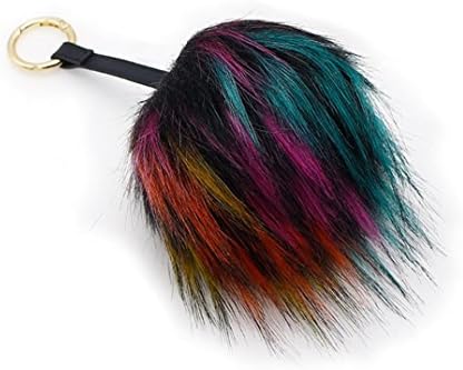 Yeefant Personality Fashion Bags Accessories Colorful Imitation Fox Fur Ball Pendant Handbags Ornaments Plush Keychain Car Key Ring
