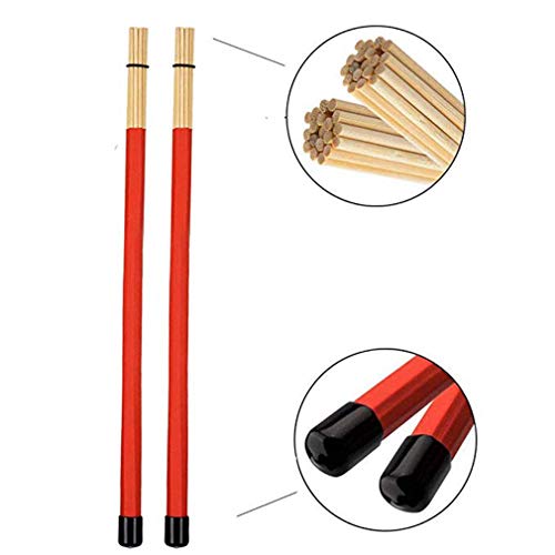 YouCY Drum Stick Brush Set, Classic Wood Drum Sticks Drum Brushes for Jazz Folk with Storage Bag