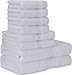 Utopia Towels 8 Piece Premium Towel Set, 2 Bath, 2 Hand, and 4 Washcloths, 100% Ring Spun Cotton, Highly Absorbent Towels for Bathroom, Sports, and Hotel, White