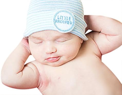 Infanteenie Beenie blue and white Little Brother baby boy newborn hospital hat
