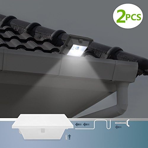 HowFine LED Solar Bright Lights Motion Sensor Outdoor Light Wireless Waterproof Auto Security Night Detector Lighting for Gutter Fence Yard - Pack 0f 2