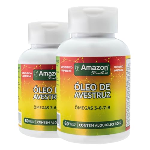Kit 2 Óleo de Avestruz 750mg – Ômegas 3-6-7-9 + Vitaminas A, D3, K2 e B – 60 Cáps - Amazon Struthio