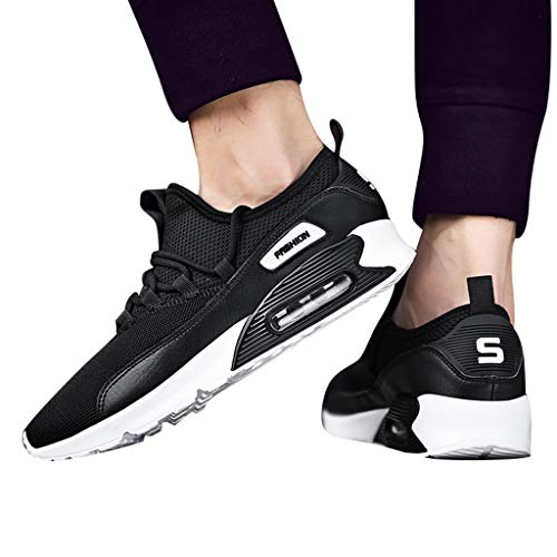 Emimarol Men Mesh Breathable Shoes Air Cushion Sneakers Lightweight Non-Slip Running Shoes Black - Thumbnail 3