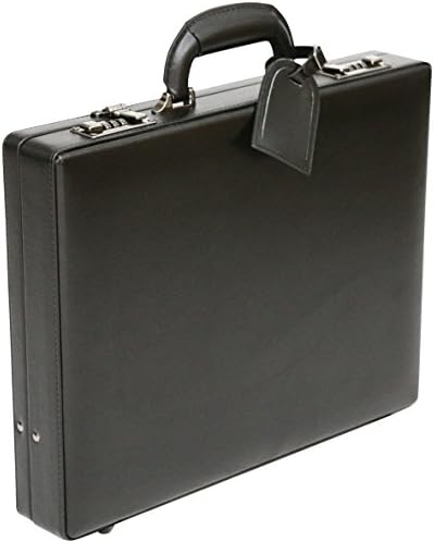 Tassia Bonded Leather Attaché Briefcase - Removable Tablet Pouch - Black