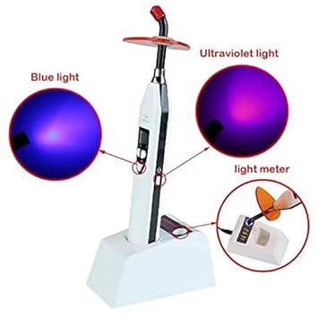 mkdental New 2 in 1 Dental Kabellose LED-Härtung Licht mit Licht Meter Karies 2000 mW/cm2 (schwarz)