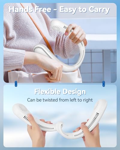 DoXtreme USB Rechargeable Bladeless Neck Fan - Mini Portable 360° Fan with 3 Speeds Ultra Quiet (35dB) for Travel, Office, Home | Powerful Airflow | 7 Hours Autonomy