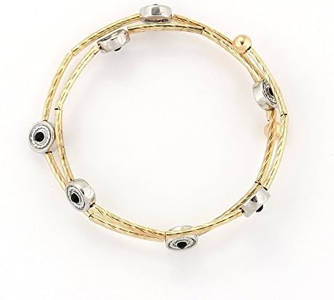 Seasons Jewelry Gold Wrap Bracelet with Silver Stations and Black Crystals