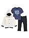 Nautica Boys' Fleece Button Up Hoodie, Tee and Denim Pant Set
