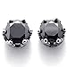 KONOV Vintage Stainless Steel CZ Mens Royal Crown Stud Earrings Set, 2pcs, Black Silver