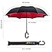 Tooge Upside Down Umbrella Windproof, Double Layer Inverted Umbrella Waterproof for Car Rain Outdoor with C-Shaped Handle (Red + Red)