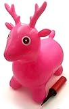 VIAHART Pink Deer Hopper, Pump Included, Inflatable Jumping Space Hopper Hopping Hoppity Hippity Hop Ride-on Bouncy Animal for Kids