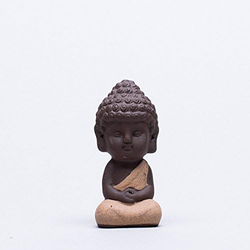 CCWY Small ceramic Buddha tea favors decoration variety of optional domestic small such as purple sand tea favors car flower pot ornaments,Little Buddha-type b light yellow