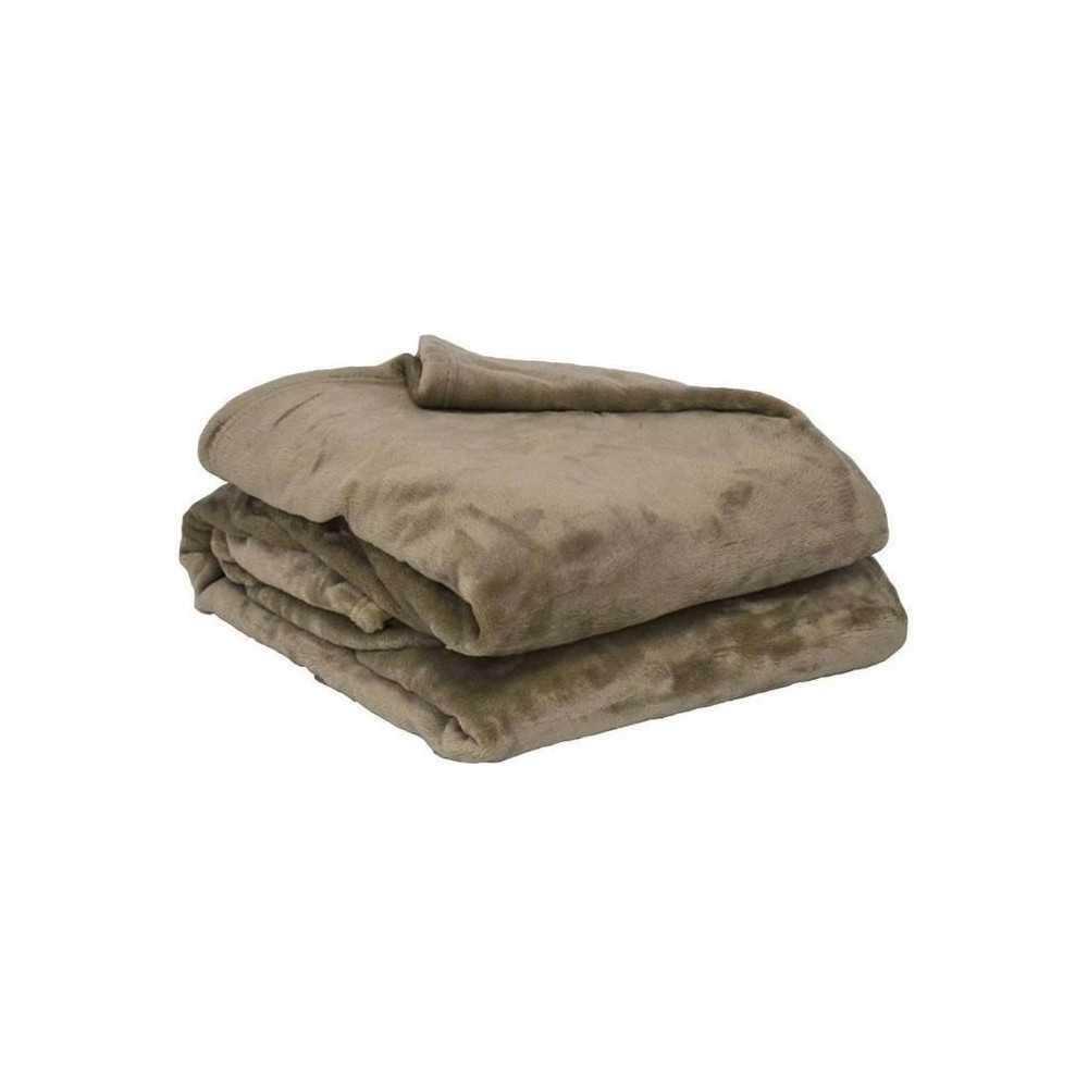 Poyet Motte Fleece Blanket Polyester Taupe 130 x 170 cm Microflannel Range