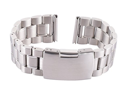 VIMVIP 22mm Replacement Metal Stainless Steel Bracelet Watch Band Strap Straight End Solid Links for Samsung Galaxy Gear 2 R380, Gear 2 Neo R381, Gear 2 Live R382, LG G Watch W100, W110 (Silver)