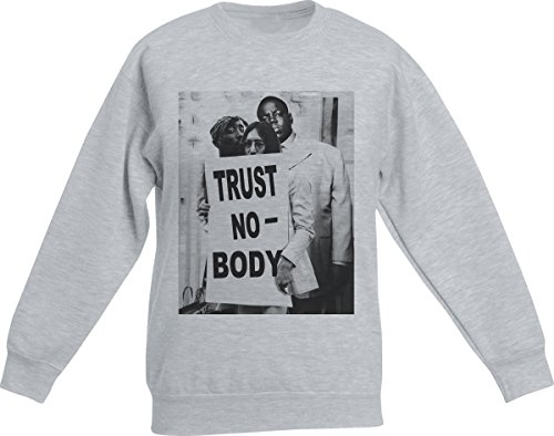 Actual Fact Biggie Lennon Tupac 2Pac Trust Nobody Grey Crew Sweatshirt Jumper - Small