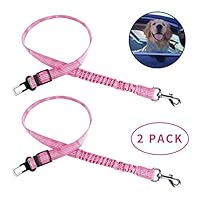 Annwatech Adjustable Dog Seat Belt Pet Car Vehical Safety Lash Leads Reflective Seatbelt for Small, Medium, Large Dogs，2pack (Pink)