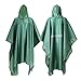 JTENG Waterproof Ripstop Hooded US PVC Camouflage Rain Poncho Green L