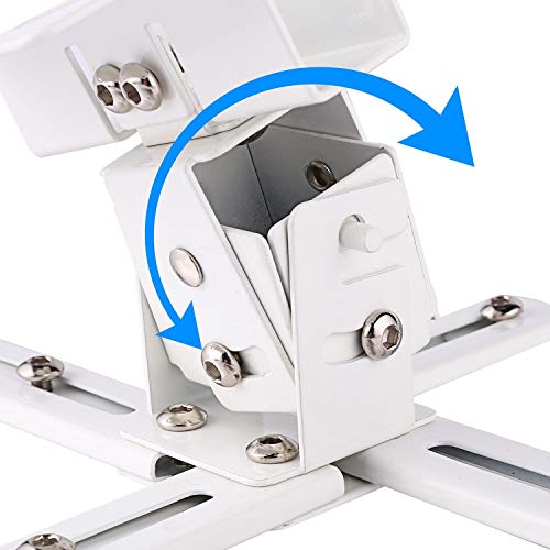 Evokem Universal Projector Wall Ceiling Overhead Mount, Adjustable Height Bracket Rack Holder LCD DLP for Epson, Optoma, Benq, ViewSonic Projectors, 44lb Load Capacity (White) - Thumbnail 6