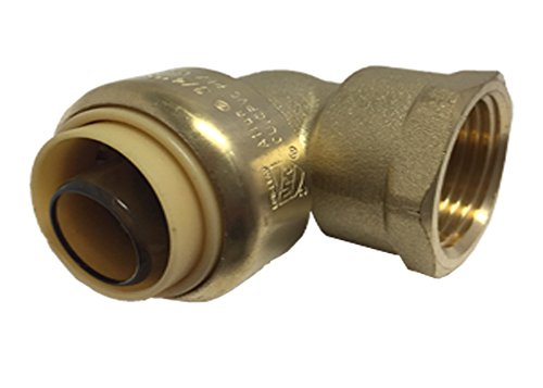 Libra Supply Lead Free 3/4 inch 90 Degree Push-Fit Female Elbow, FIP x Push, (Pack of 5 pcs, click in for more size options), 3/4'', 3/4-inch Brass Pipe Fitting Plumbing Supply