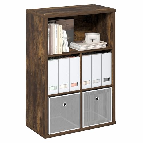 Furinno Cubicle Plank, boekenkast met 5 kubussen, kubusopslag met gesloten bodem, 15,3 x 29,9 x 43,3 cm, voor woonkamer, slaapkamer, kantoor, barnsteengrenen