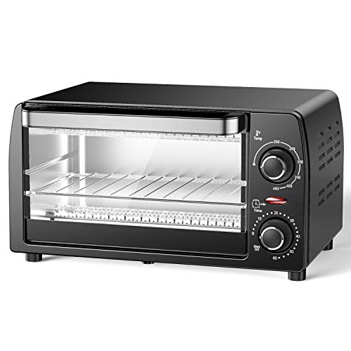 Hosome Toaster Oven, 4 Slice Toaster Oven with Wire Rack and Tray