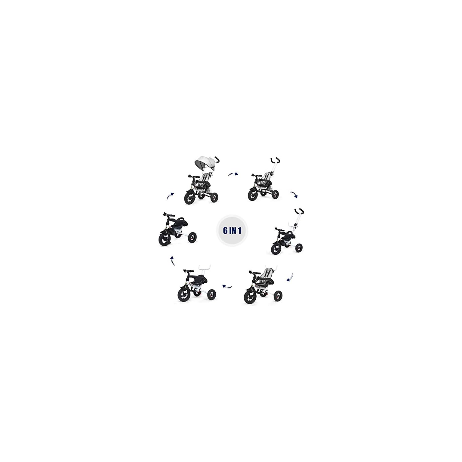 UBRAVOO Dreirad 6 in 1 Kinderdreirad Kinder Fahrrad Baby Kleinkinder