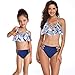 KABETY Girls Swimsuit Two Pieces Bikini Set Ruffle Falbala Swimwear Bathing Suits (Blue Floral, 9-10 Years)