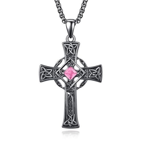 ADMETUS Black Celtic Cross Necklace Sterling Silver