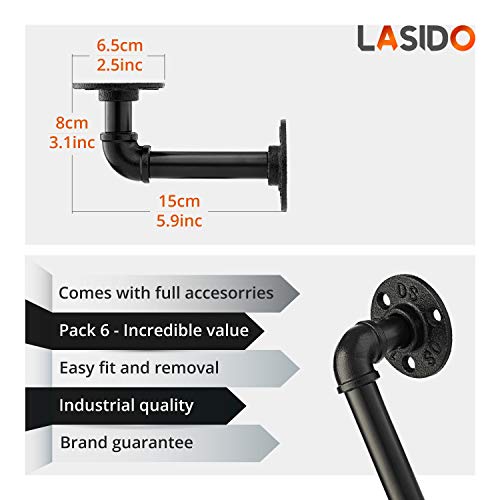 Pipe Bracket (4 Packs Black) Industrial DIY Pipe Shelf Bracket for