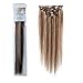 Emosa 7Pcs 70g 100% Real Full Head Remy Human Hair Clip In Extensions #4/613 Medium Brown Mixed With Light blonde Silky Soft