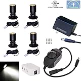 Xking Dimmable LED1.5W 12VDC Mini Spotlight Jewelry Showcase Display Lighting Fixture Black Shell Surface Mount with Online PWM Dimmer(Pack-4,Cold White 6000k)