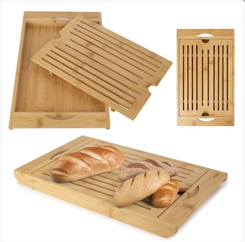 Migalheira Tábua de Pão em Bambu 36x22cm Bandeja com Coletor de Migalhas