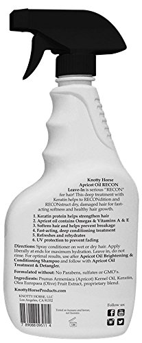 Knotty Horse RECON Leave-In Conditioner with Apricot Oil for Horses â€” Reconditioning and Reconstructing Treatment that Repairs, Softens and Strengthens for Healthy and Shiny Horse Hair â€” 20 oz Bottle