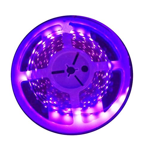 AMARS UV LED Black Lights Strip DC12V 24W 16.4FT 300leds Blacklight Fixture Purple Lighting for Fluorescent, UV Body Paint, Party, UV Poster, Room Decoration (Strip Only)