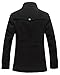 chouyatou Men's Stand Collar Wool Blend Single Breasted Pea Coat with Fleece Lined (Medium, Black)