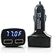 Car Charger - JEBSENS - 4in1 3.1A Fast Dual USB Car Phone Charger, Voltage Meter Monitor USB Car Charger for Smartphone with Blue LED Voltage Amps and Internal Temperature(Fahrenheit) Display - 15W