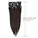 Grammy 20 Inch 7pcs Remy Clips in Human Hair Extensions 02 Dark Brown 70g with Clips for Highlight