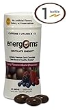 Energems Dark Chocolate Energy Boost with Caffeine, Vitamin B, Vitamin D, Antioxidants, plus L-Theanine - 21 Dietary Supplement Gems (1 Bottle- Berry Dark Chocolate) by Energems