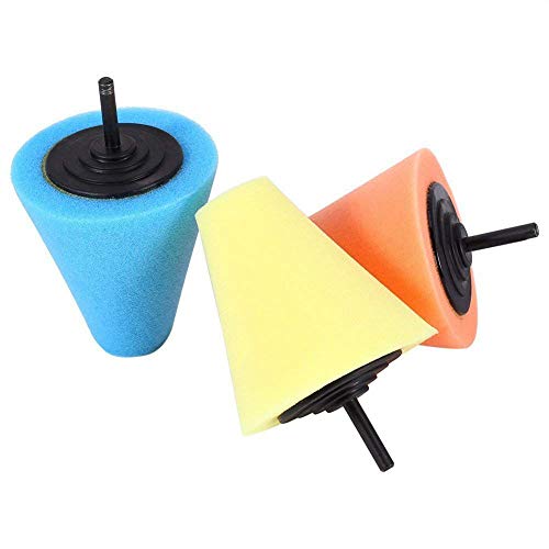 TOOGOO 3Pcs 1/4 inch /6mm Shank Sponge Cone Metal Polishing Foam Pad Wool Buffing Polishing Ball for Automotive Car Wheels Care,for Metal Aluminum,Stainless