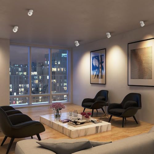 Adjustable LED Spotlight for Indoor - Dimmable 10W Ceiling Light Fixture with 3 Color Temperatures (3000K/4000K/5000K), High CRI93 for Living Rooms, Hallways, Galleries, 1200 Lumens - White-3CCT